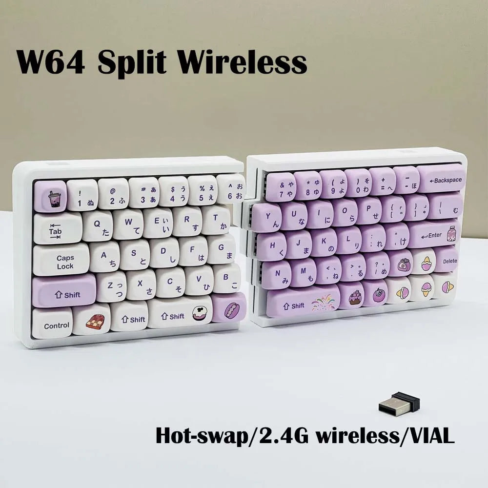 SZRKBD W64 Split Ergonomic Mechanical Keyboard – 2.4G Wireless, Hot-Swap, VIAL