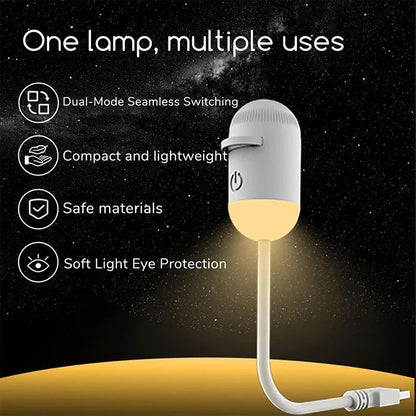 2-in-1 USB Mini Galaxy Star Projector – Night Light, Up to 24 Films, Flexible Gooseneck