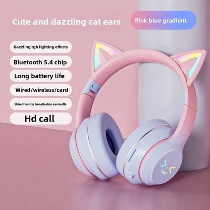 Cat Ear Bluetooth Headset – RGB Lights, Kawaii Design, Gift for Girls, 5 Colors