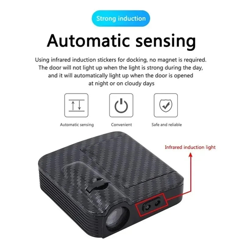 Wireless HD Laser Car Door Projector – Auto Sensor, No Wiring, Battery Powered, 2/4pcs
