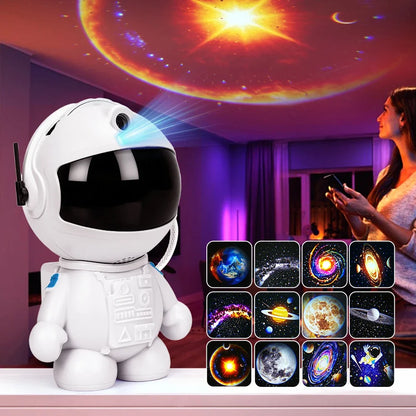 DBF Astronaut Galaxy Projector – 12 Films, 360° Rotation, 3 Brightness, USB