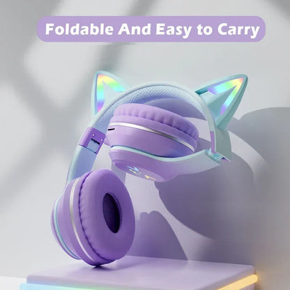 Cat Ear Bluetooth Headset – RGB Lights, Kawaii Design, Gift for Girls, 5 Colors