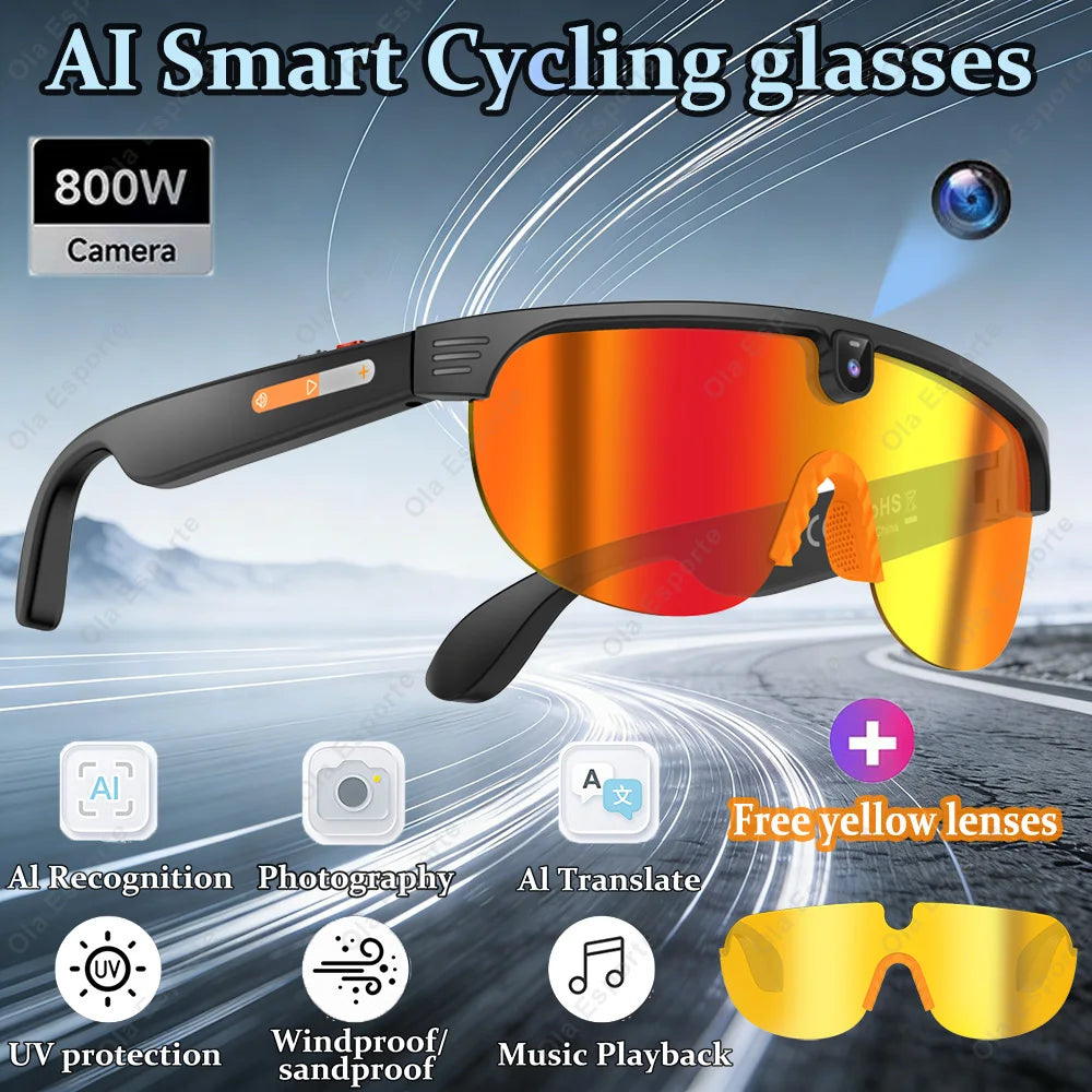 Ola Esporte AI Smart Cycling Glasses – 800MP Sony Camera, 1200P Video & Real-Time Translation