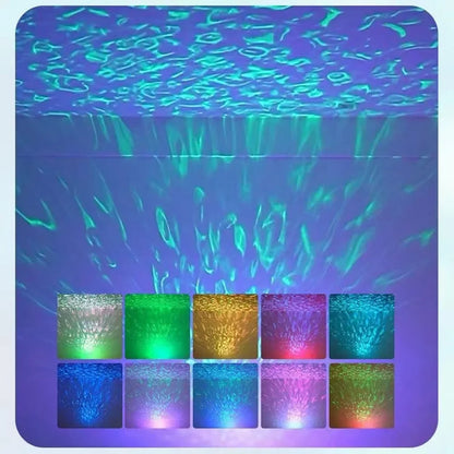 LED Water Ripple & Aurora Projector – 14 Effects, RGB, Remote Control, USB, 7 Colors
