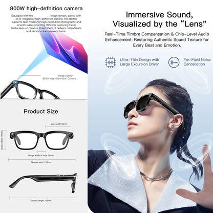 AI Smart Glasses M08 – HD Camera, Translation & Voice Assistant