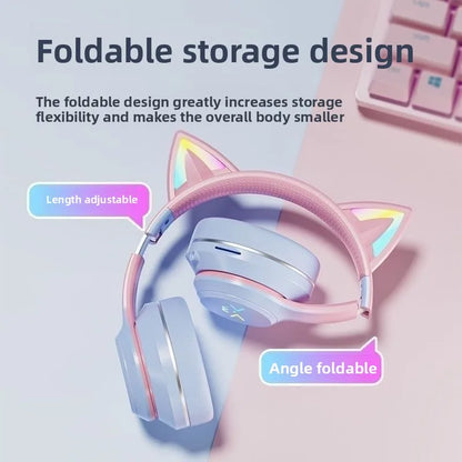 Cat Ear Bluetooth Headset – RGB Lights, Kawaii Design, Gift for Girls, 5 Colors