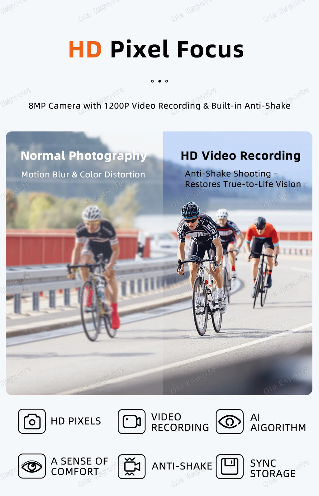 Ola Esporte AI Smart Cycling Glasses – 1080P Camera, UV400, Bluetooth 5.3 & AI Translation