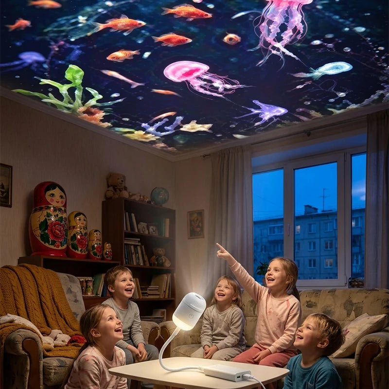 Dual-Mode Mini Galaxy Projector – Night Light + Starry Sky, Warm Atmosphere, Up to 24 Slides