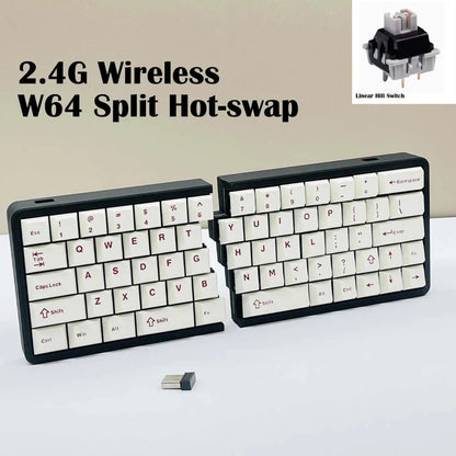 SZRKBD W64 Split Ergonomic Mechanical Keyboard – 2.4G Wireless, Hot-Swap, VIAL