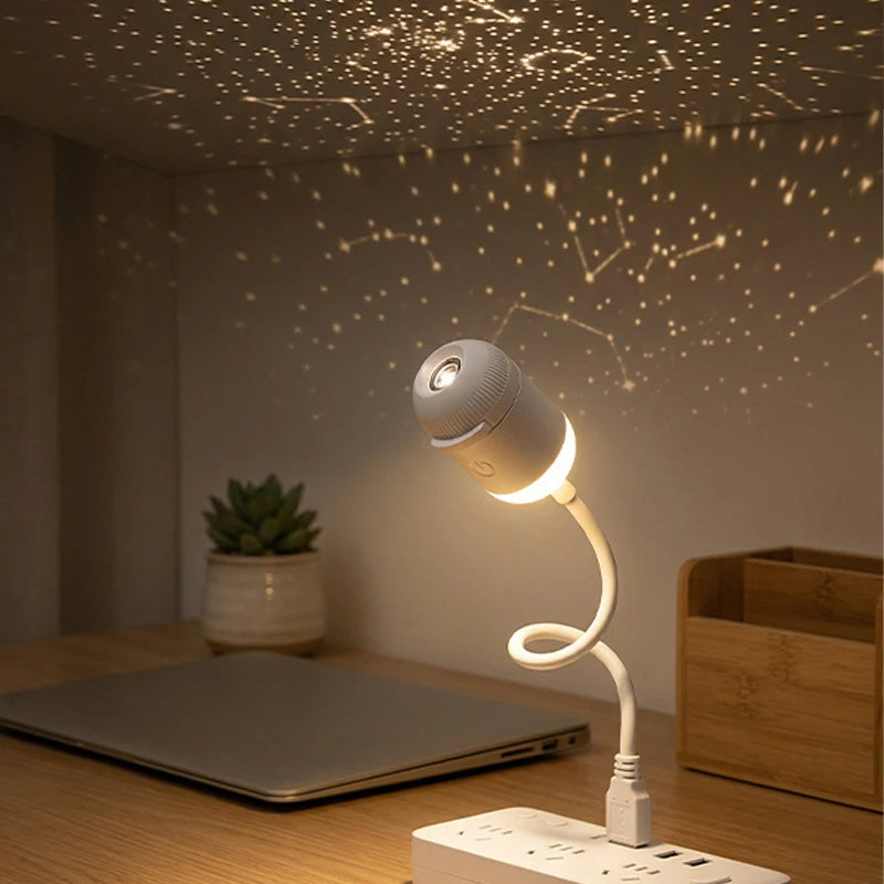 Dual-Mode Mini Galaxy Projector – Night Light + Starry Sky, Warm Atmosphere, Up to 24 Slides