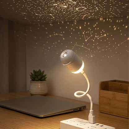 Dual-Mode Mini Galaxy Projector – Night Light + Starry Sky, Warm Atmosphere, Up to 24 Slides