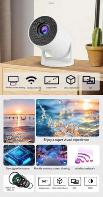 BKHK HY300 Mini Portable Projector – 1080P, 8000LM, 150”, Android, WiFi, Bluetooth
