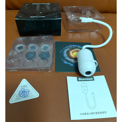 Dual-Mode Mini Galaxy Projector – Night Light + Starry Sky, Warm Atmosphere, Up to 24 Slides